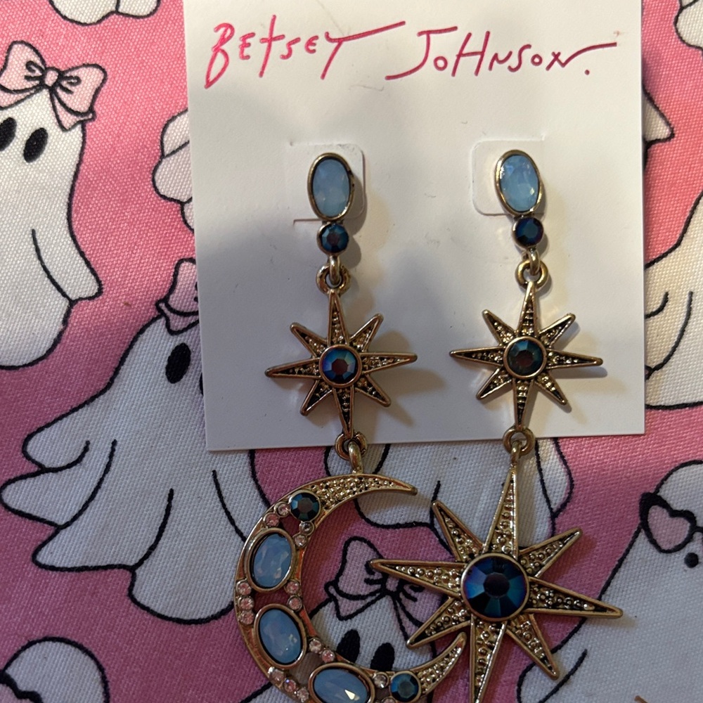 Betsey Johnson Gold and Blue Celestial Earrings